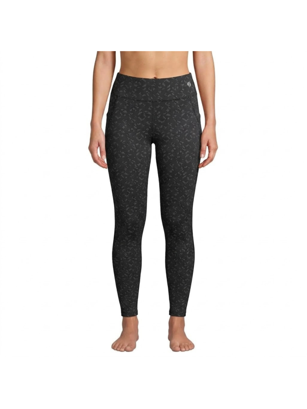 New Look Sport Womens Leggings Black White Dot Pattern High Waist Stretch SMALL